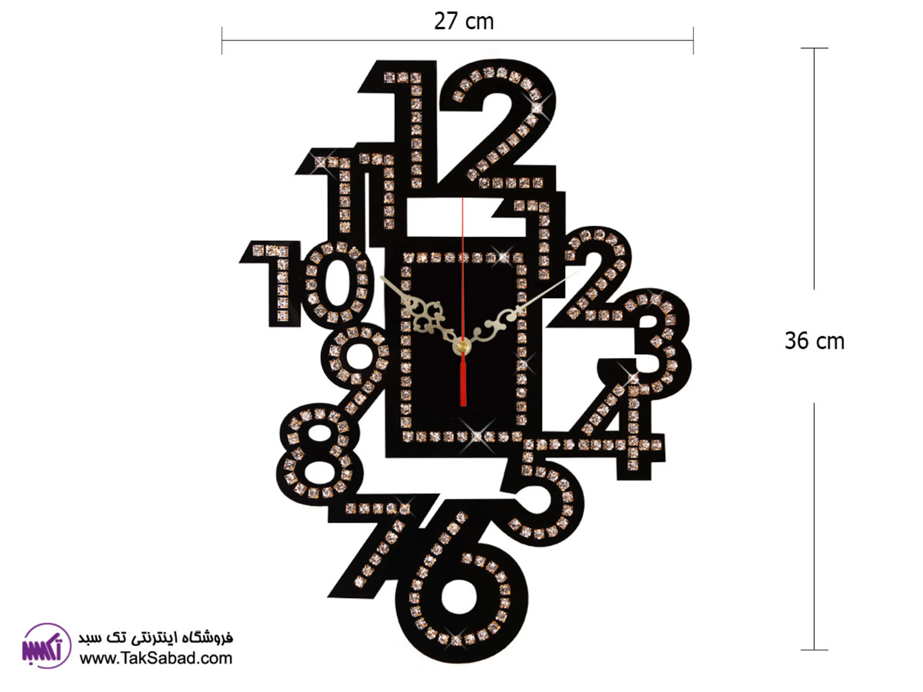 ساعت دیواری اعداد نگینی سفارش ساعت دیواری نگینی