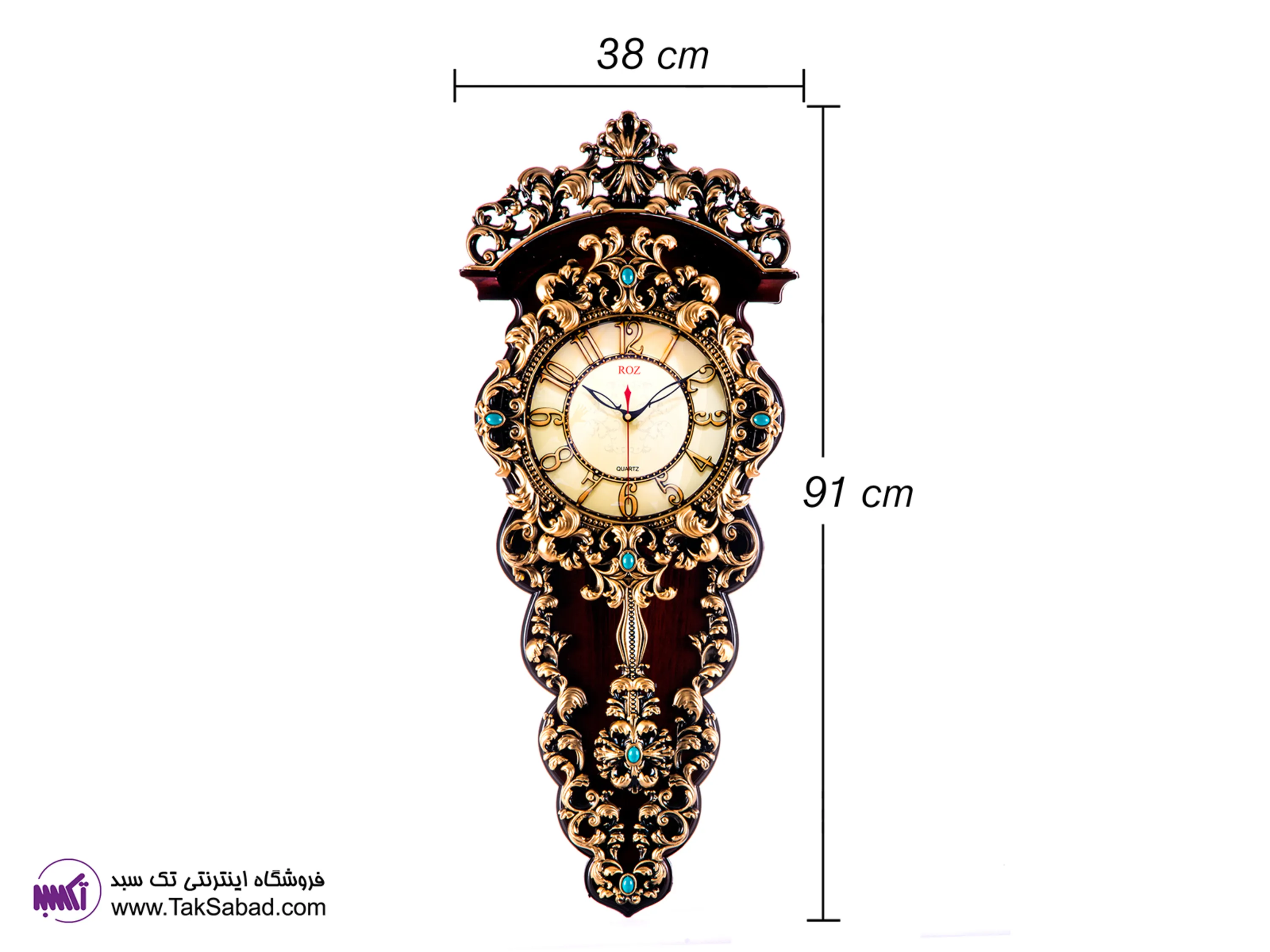 ساعت دیواری مدل رز خرید ساعت دیواری نگینی رز