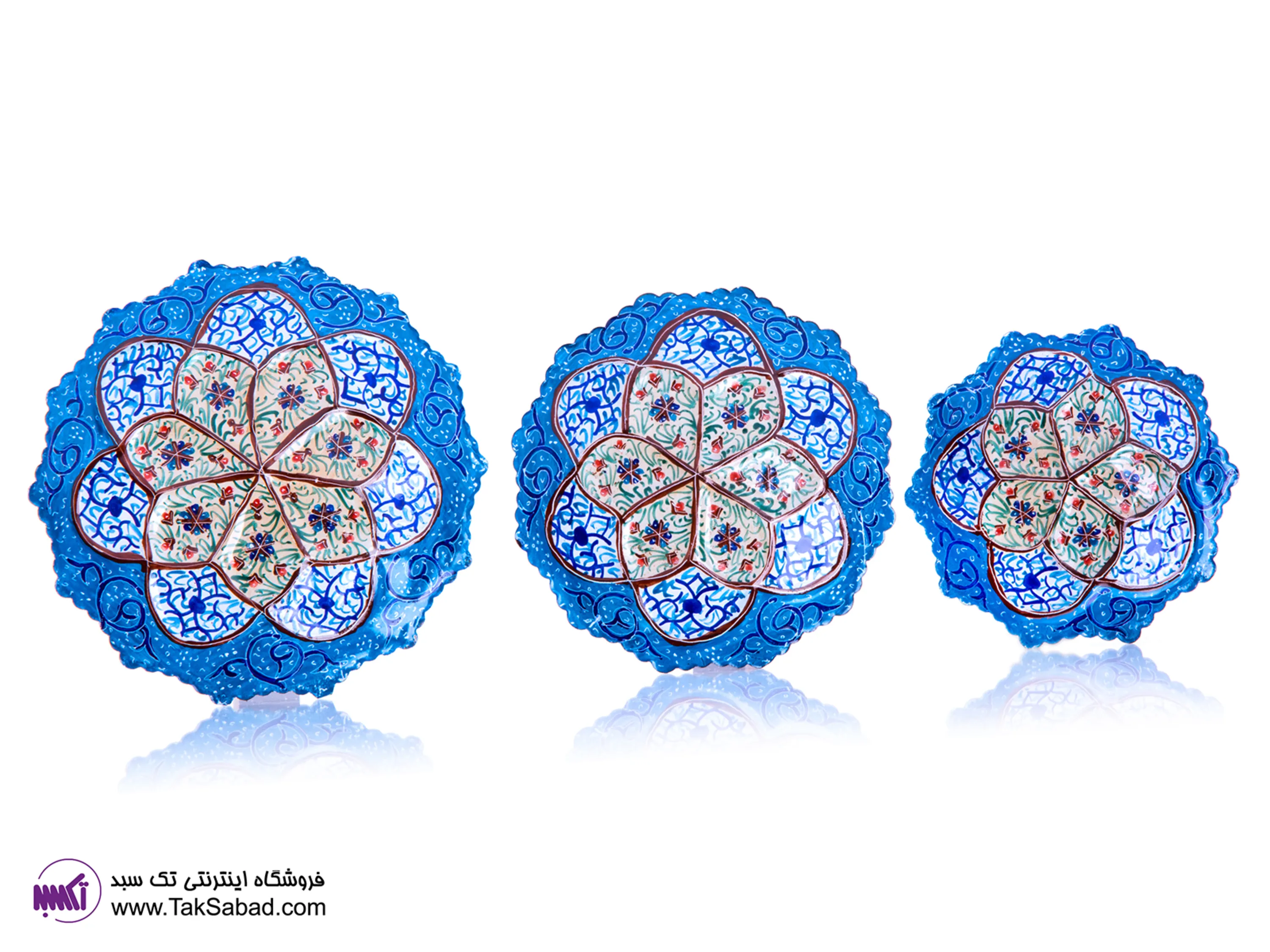 سری سه تایی بشقاب مینا پکیج سه تایی بشقاب میناکاری شده