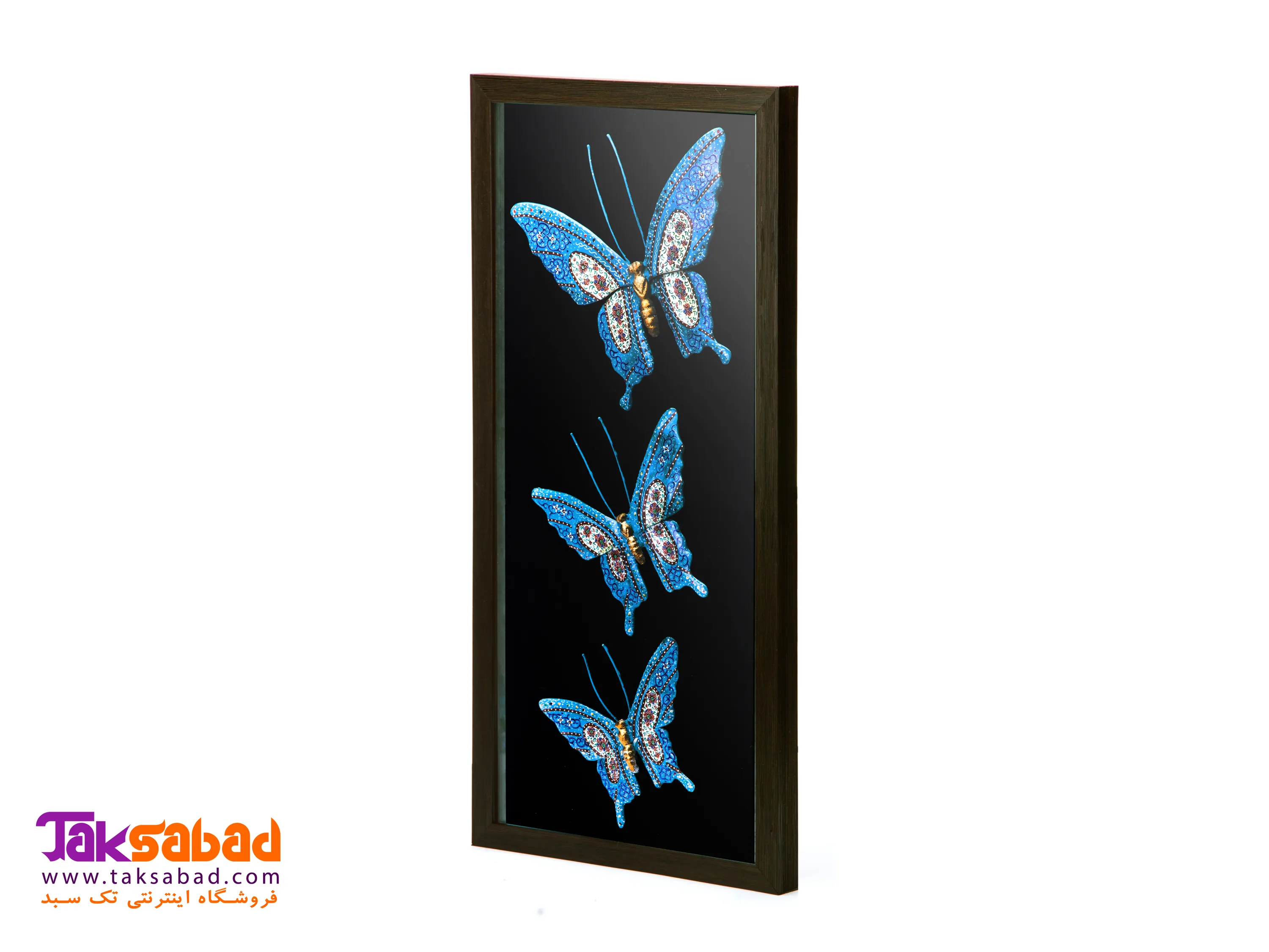 قاب میناکاری سه پروانه خرید قاب میناکاری سه پروانه