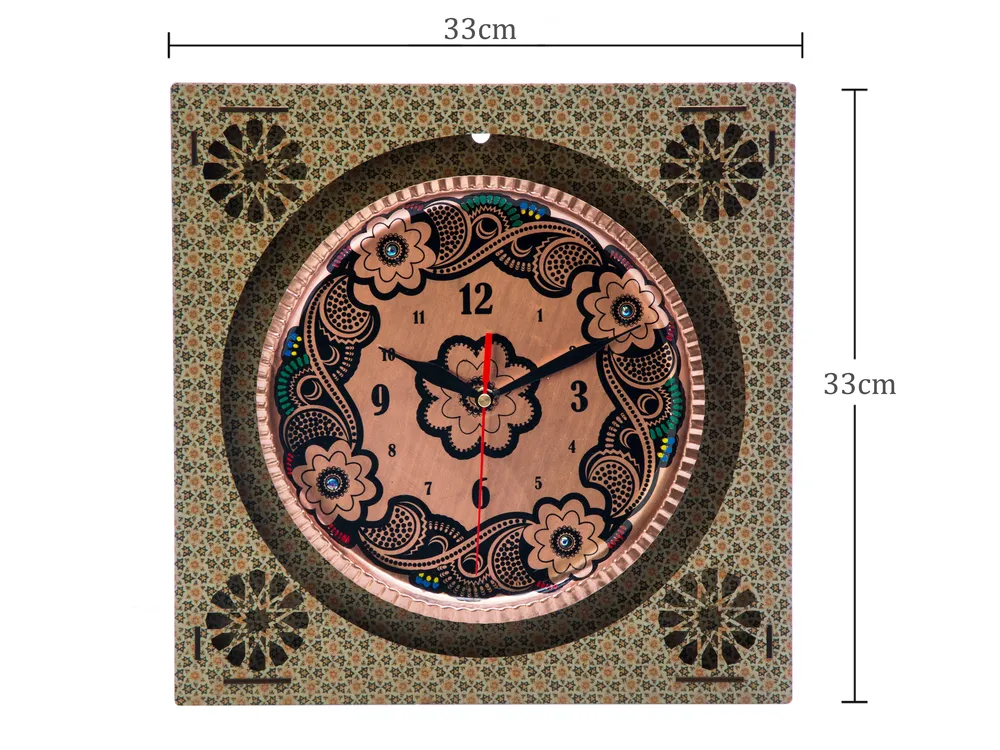 خرید ساعت دیواری مسی طرح خاتم