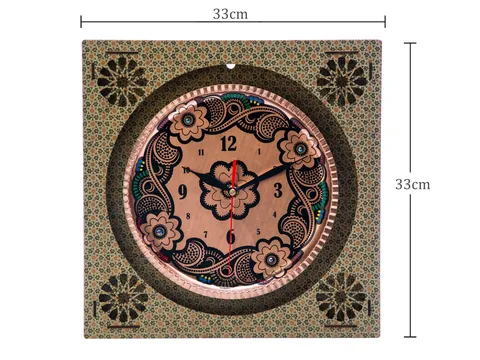خرید ساعت دیواری مسی طرح خاتم